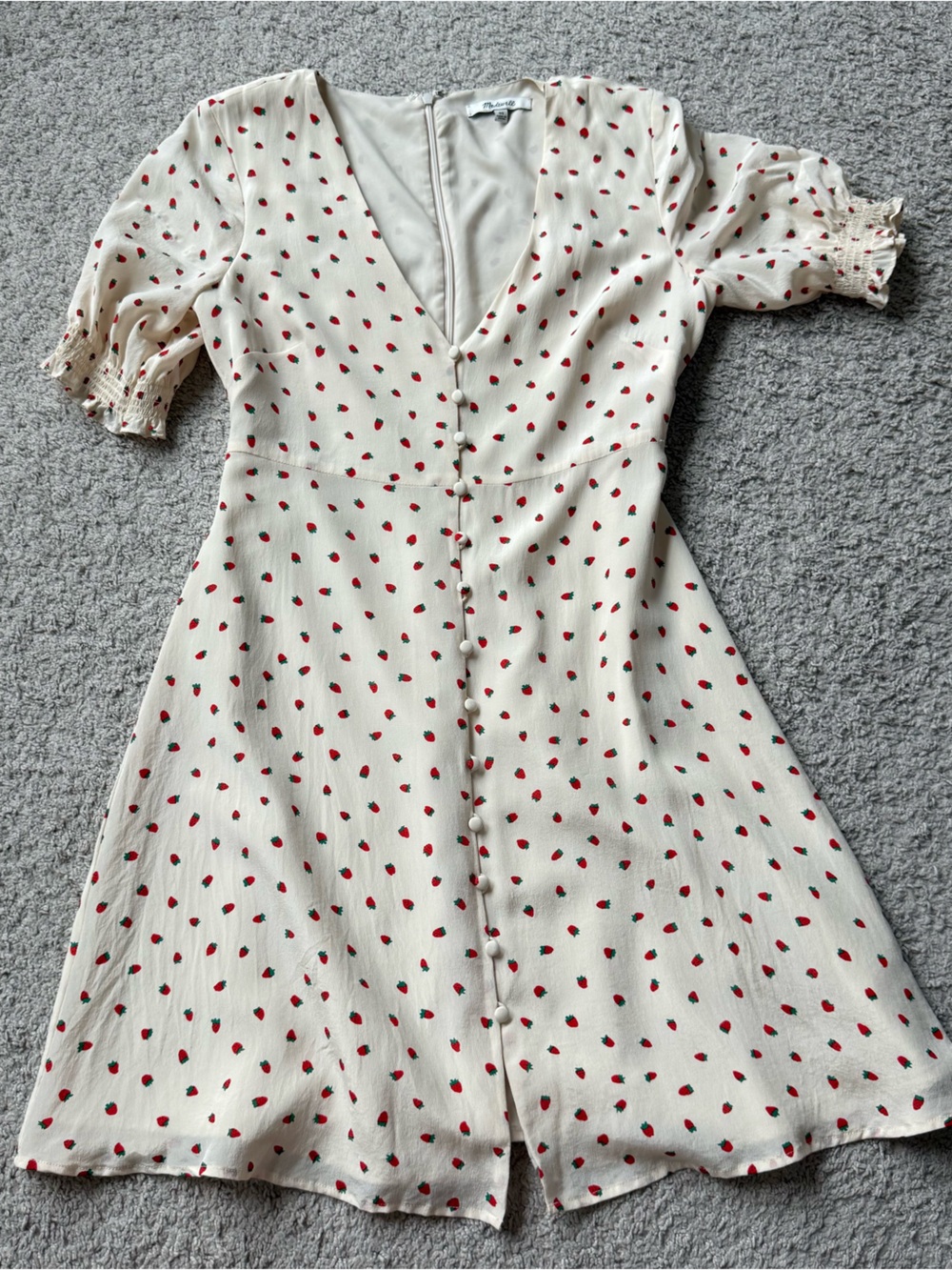Madewell Cream Dress with Red Strawberry Print